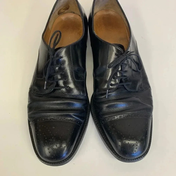 Ferragamo Oxfords Dress Formal Shoes Leather Lace Up Black Men's Size 7.5 D Wide - Picture 1 of 8